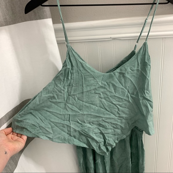 BLUE LIFE Green Teal Acid Wash Sleeveless Side Slit Asymmetrical Dress XS - Picture 4 of 12